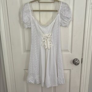 Daisy Ltd Limited White Eyelet Dress with Puff Sleeves